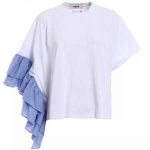 MSGM Asymmetric Ruffle-Sleeve Sweatshirt, Size XS. MSRP $280.